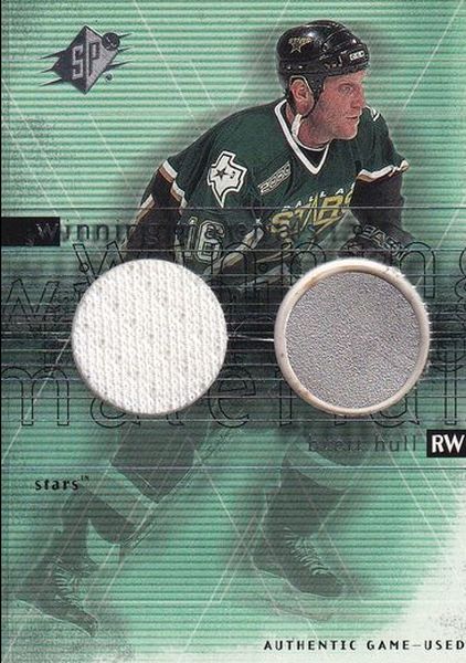 jersey stick karta BRETT HULL 00-01 SPx Winning Materials číslo BH
